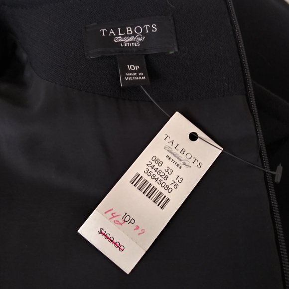 Talbots Black Sheath Dress Size 10P Petite Wool Blend Lined Career Classic NWT - Picture 4 of 5
